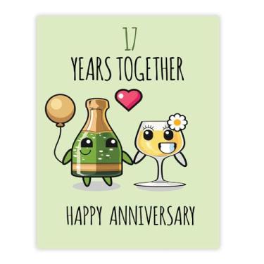 Imagem de Stuff4 Pôster de aniversário de 17 anos sem moldura - 17 anos juntos - Feliz aniversário de 17 anos de casamento, presentes fofos para namorado, parceiro, marido, namorada, esposa, companheira, 20 x