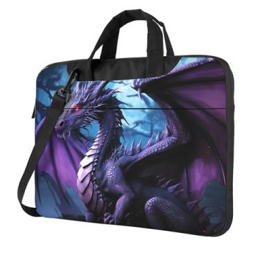 Imagem de Capa para laptop roxa dragão roxo lua à prova de choque capa protetora para notebook bolsa portátil para laptop bolsa à prova d'água, Preto, 15.6 inch