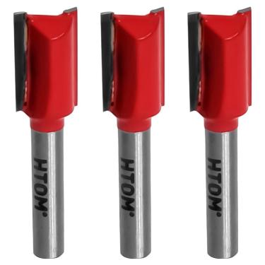 Imagem de Kit 3 Fresa Reta 1/2 Haste 1/4 Corte Duplo Metal Duro Tupia