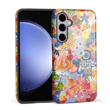 Imagem de DAIZAG Capa para Samsung Galaxy S24, linda capa de telefone para meninas e mulheres, capa protetora resistente a arranhões à prova de choque - colagem de frutas marinhas tropicais