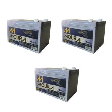 Imagem de kit 3 Baterias selada vrla 12v 12ah - MOURA