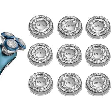 Imagem de Pacote com 9 lâminas de substituição SH70/71 adequadas para Philips Norelco Series 7000, lâminas duplas SH70 atualizadas para cabeças de substituição Norelco 7000