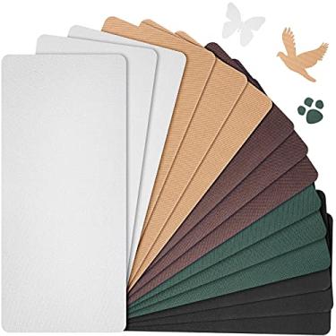 Imagem de 15 folhas de tecido de remendo a ferro de 12 x 28 cm, kit de reparo de ferro para consertar sofá, calças, bolsos, buracos joelhos cotovelos (marrom, preto, verde escuro, cáqui, branco)