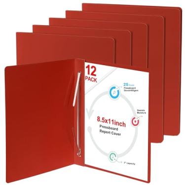 Imagem de gisgfim 12 peças 20 x 26 cm capa de relatório de prancheta de 7,6 cm com capacidade de 7,6 cm prendedor de pinos de metal com compressor tamanho carta pasta de relatório de apresentação para documento