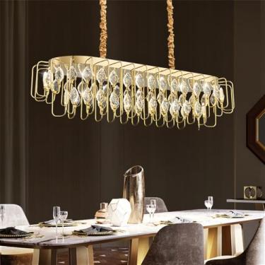 Imagem de Luxo Moderno Sala De Estar Cristal Lustre LED Moda Criatividade Restaurante Quarto Villa Hotel Duplex Lâmpada Pendente (A L120CM)