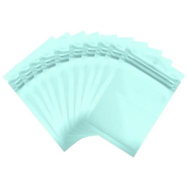 Imagem de PATIKIL Sacos de embalagem resseláveis para pequenas empresas, 100 peças sacos foscos à prova de cheiros de 100 peças bolsa de alumínio selável com zíper plano para armazenamento de alimentos, azul