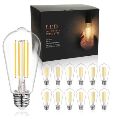 Imagem de Lâmpadas LED BORT ST58/ST19 Vintage 6W 4000K E26 reguláveis, pacote co