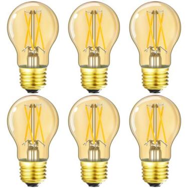 Imagem de Lâmpada LED Leools Dimmable E26 Amber 6W 600LM 2700K A15, pacote com 6