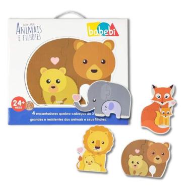 Imagem de Brinquedo Infantil Quebra-Cabeça Baby Aniamis e Filhotes Babebi - 6021