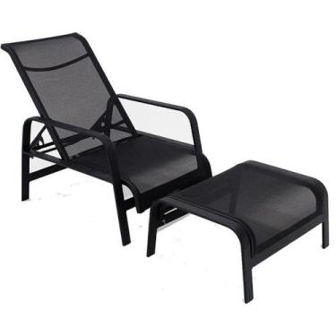 Imagem de Mini Cadeira Espreguiçadeira Lótus com Puff em Alumínio Tela Sling Pis