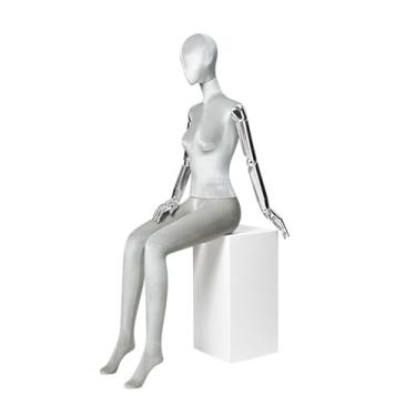 Imagem de Mannequin Manequins de varejo humanos sentados em um banquinho, destacáveis e giratórios, adequados para exibir roupas íntimas, chapéus e tops(Gray)