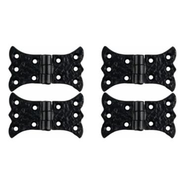 Imagem de SKANDH Dobradiça borboleta de ferro | Dobradiças decorativas | Acabamento preto antigo para portas de celeiro, portões, armários de cozinha, galpões, caixa de madeira, móveis, baú de cedro e baús