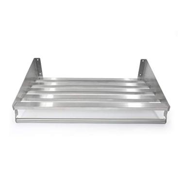 Imagem de Prateleira de parede padrão de aço inoxidável Mecete 304, organizador de utensílios de cozinha, suporte de panela de parede para cozinha, com 6 ganchos, capacidade de 60 lb, Sliver, 23.5" x 14"-hang