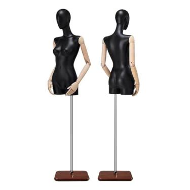 Imagem de Mannequin Manequins de varejo com corpo feminino preto, altura ajustável de 60,62 a 78,74 pol., adequados para lojas de roupas e costura(Brown)
