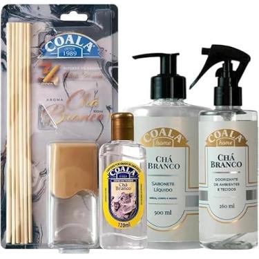 Imagem de Kit Coala Chá Branco com 4 Produtos – Limpador Concentrado 120ml + Sabonete Líquido 500ml + Difusor de Aromas 100ml + Odorizante de Tecidos 260ml