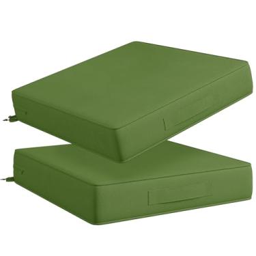 Imagem de Codi Almofadas para cadeira de pátio 55 x 55 x 8,5 cm, à prova d'água para móveis de pátio, almofadas de sofá de jardim com alça e alças ajustáveis, verde, pacote com 2