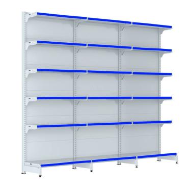 Imagem de Gondola Parede 202 Fit Farmacia Ate 3 Metros Branco Pe Azul