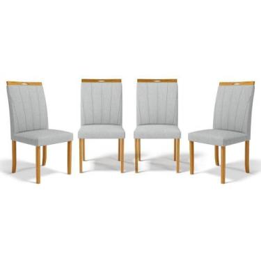 Imagem de Kit Com 4 Cadeiras Aurora Madeira Maciça Estofadas Para Mesa De Jantar