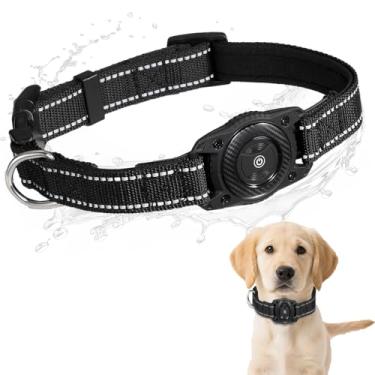 Imagem de SMART CC Coleira para cães Air Tag impermeável, Work for Apple Find My (não suporta suporte Andriod, suporte ajustável, coleira para cães com GPS para cães pequenos, médios e grandes (preto P)