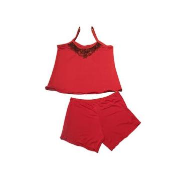 Imagem de Baby Doll de Alcinha Pijaminha com Renda Short Doll Feminino - Sou Gat