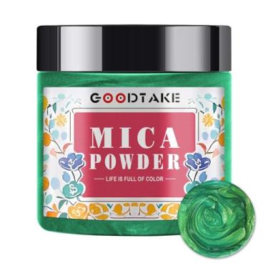 Imagem de GOODTAKE Pó de mica verde | Pigmento de cor de resina | Corante de resina | Mica para fazer sabão, fabricação de velas, bomba de banho, geleca, esmalte de unha, sombra para os olhos - Pós de mica pura