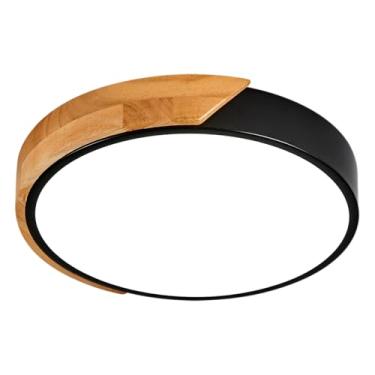 Imagem de Luminária Plafon Led Inspiration Redondo 23cm 18w Preto/Madeira | LY-8168S BK