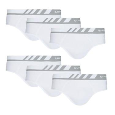 Imagem de Kit Com 6 Cueca Microfibra Slip Lupo Sem Costura 691 Nf, Branco, GG