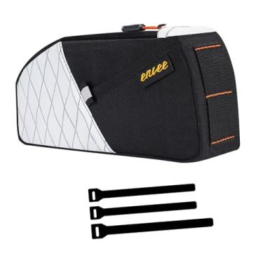 Imagem de IEUDNS Bolsa de armazenamento para quadro de bicicleta, mochila de ciclismo, poliéster, náilon, bolsa para tubo frontal de bicicleta, alça para lanterna, Branco