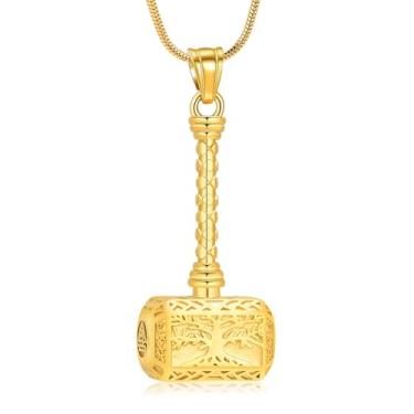Imagem de Mjolnir Thors Joia de cremação para cinzas árvore da vida urna colares para cinzas lembrança memorial cinzas pingente de cinzas para homens e mulheres, Aço inoxidável, Sem Pedra Preciosa