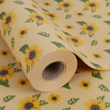 Imagem de Papel de embrulho Aimyoo Kraft Floral 17cm x 18m