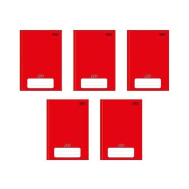 Imagem de Kit com 5 Cadernos Brochura D+ Tilibra Vermelho com 96 Folhas Pautadas Pequeno Escolar Aula