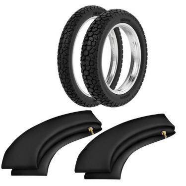 Imagem de Kit Pneu Bros Explorer 110/90-17 + 90/90-19 Wh21 Rinaldi + Câmara