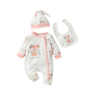 Imagem de Conjunto De Roupas Para Bebês Meninas Com Macacão De Manga Longa, Luva