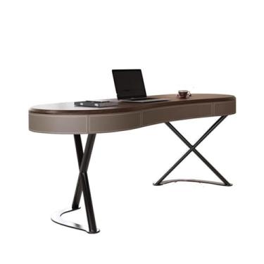 Imagem de ZzleoyuUUs-12 Mesa de mesa de madeira maciça de alta qualidade com luz de luxo moderna e simples couro para estudo em casa, quarto, folheado de nogueira, escritório, mesa de estudo, mesa (1,6 x 0,7 x