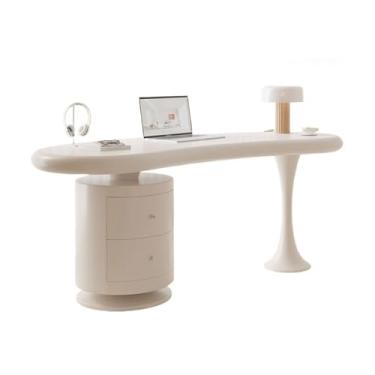 Imagem de ZzleoyuUUs-12 Mesa para sentar em pé creme, madeira maciça, pequena, para uso doméstico, luz francesa, em forma de luxo, design premium com senso de PC, mesa de estudo (160 x 60 x 75 cm)