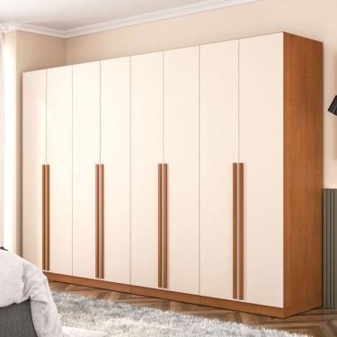 Imagem de Guarda-Roupa Casal Luna 8 Portas 4 Gavetas Creme/Freijó - Politorno