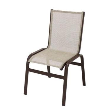 Imagem de Cadeira De Jantar Em Alumínio E Tela Sling Marrom Capuccino - Nossa Ka