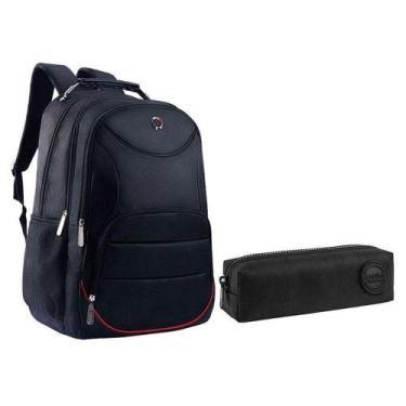 Imagem de Kit Mochila Escolar Notebook Sbfp-6222 E Estojo Académie Preto - Fusec