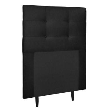Imagem de Cabeceira Estofada Cama Box Solteiro 90 Cm Lorena Suede Suede Preto - 