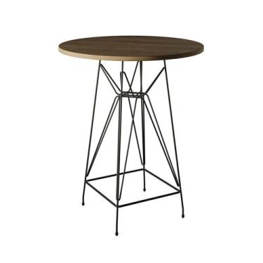 Imagem de Mesa Bistrô Alta 60Cm Amêndoa Base Ferro Preto Cor: Amendoa - UP HOME