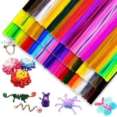 Imagem de Limpadores de cachimbo de 3000 peças, limpadores de cachimbo para artesanato, 20 limpadores de cachimbo de hastes de chenille coloridas sortidas a granel para projetos de arte e artesanato, decorações