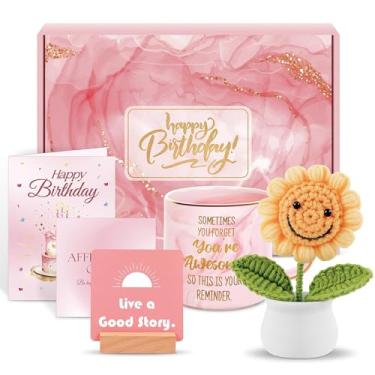 Imagem de Presentes de aniversário para mulheres, cesta de presente de feliz aniversário para mãe, conjunto de presentes de caneca, presente de aniversário engraçado para amigos, irmã, colegas de trabalho