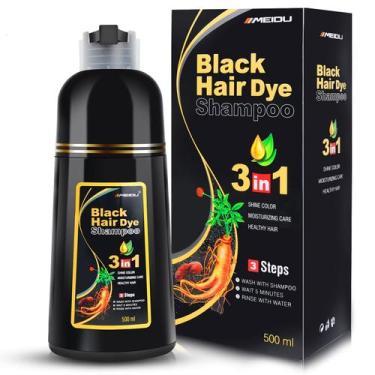 Imagem de Shampoo de tintura de cabelo MEIDU Black 3 em 1 500 mL com cobertura 1