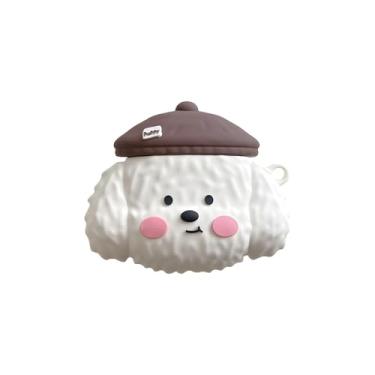 Imagem de Rertnocnf Capa compatível com Airpods 4 2024, capa de chaveiro com design de cachorro fofo Kawaii 3D, acessórios para fones de ouvido portáteis, protetor de fone de ouvido sem fio de silicone macio à