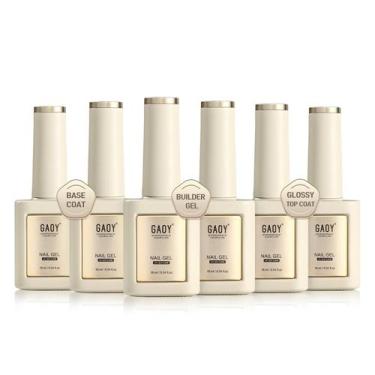 Imagem de Conjunto de gel para unhas GAOY Gel Top Coat, Builder Gel e Base Coat 
