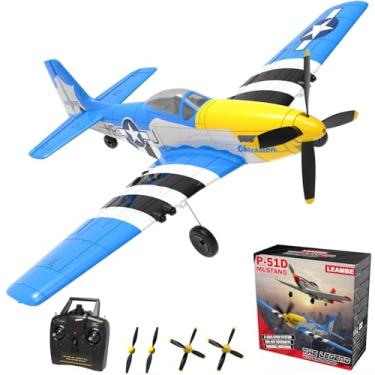 Imagem de LEAMBE RC Plane, Remote Control Airplane 4 Channel Fighter with 6-Axis Gyro, Ready to Fly Upgrade P51 Mustang RC Airplane for Beginners Adult with Xpilot Stabilization System & One Key Aerobatic Blue