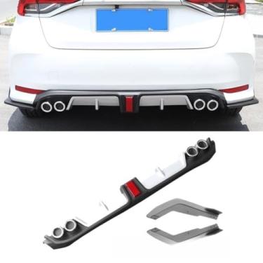 Imagem de Capa protetora de canto para para-choque traseiro para carro compatível com Corolla 2019-2021 Kit de carroceria acessórios para carro (prata-preto)