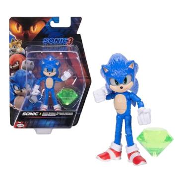 Imagem de Boneco Sonic Com Esmeralda Master 14cm Figura Articulada Filme Sonic 3 - Sunny