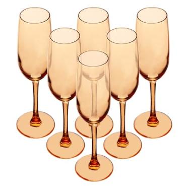 Imagem de LYOR - Conjunto 6 Taças para Champanhe Gourmet 200ml Âmbar Metalizado Vidro