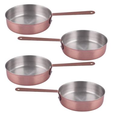 Imagem de Kit 4 Mini Frigideira Inox Servir Decorar Panelinha 11,5Cm